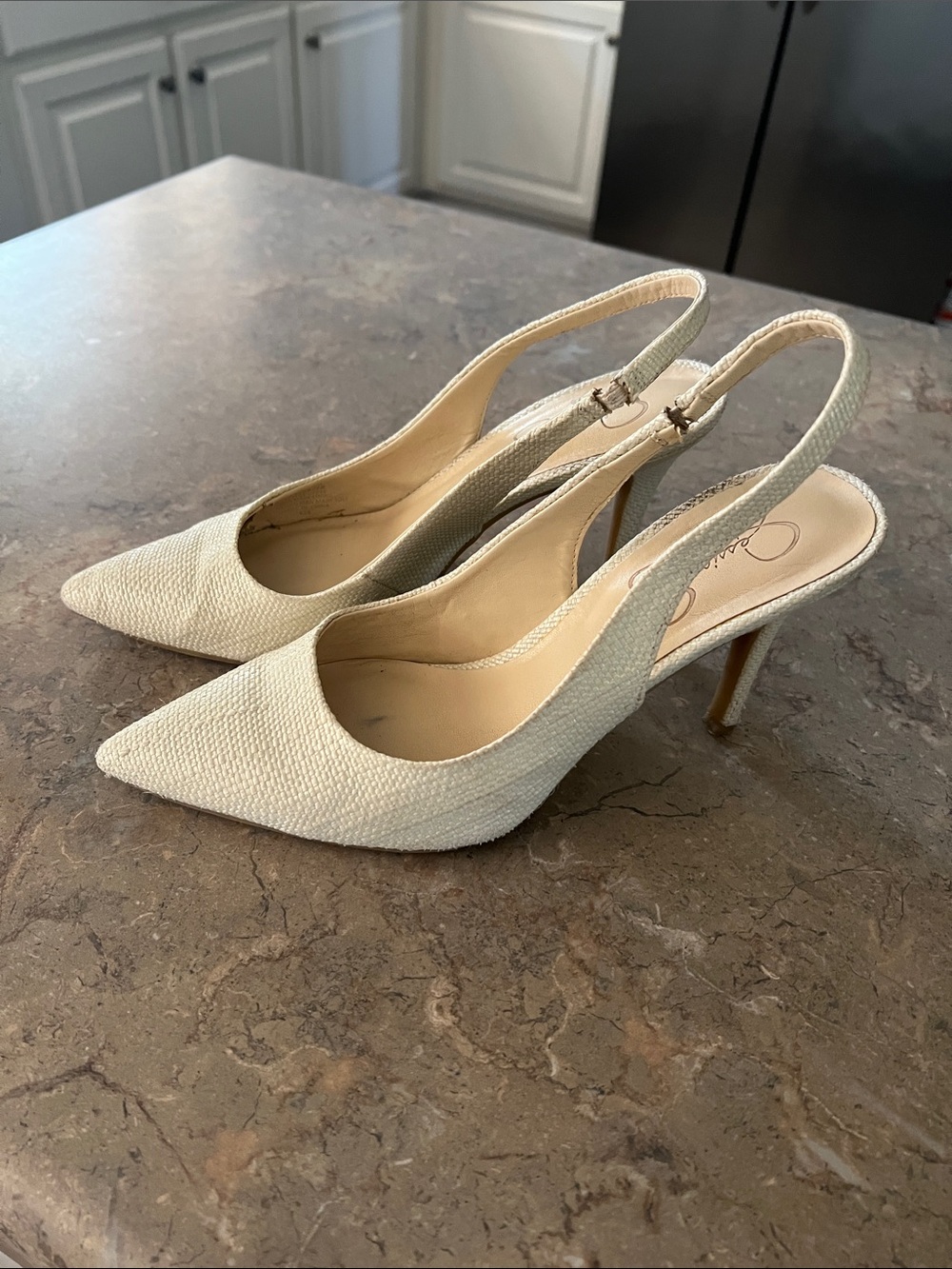 Jessica Simpson Elegant Women's Pointed Slingback Heels in Ivory
